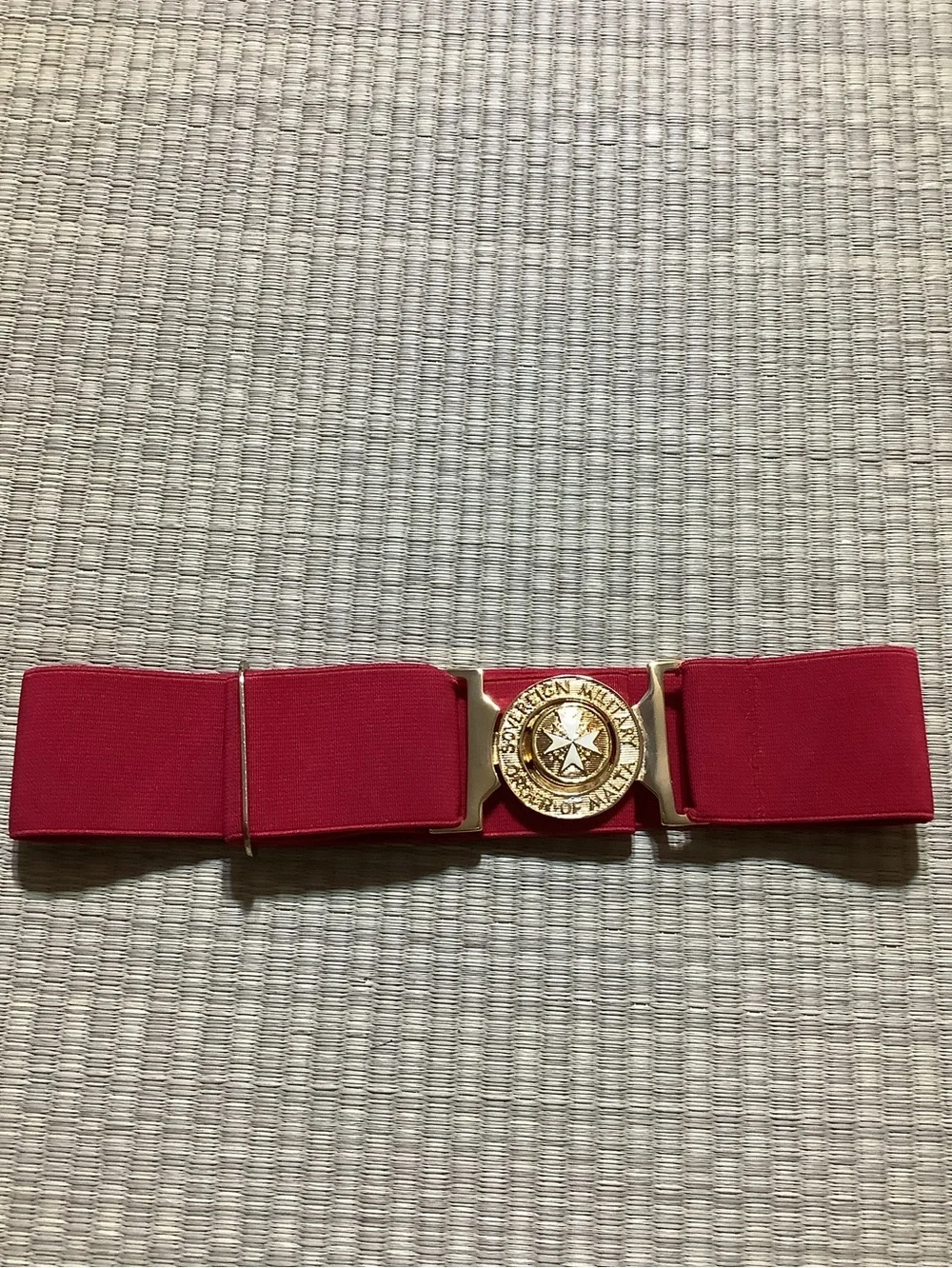 Sovereign Military Order of Malta Elastic Red Belt Gold Emblem